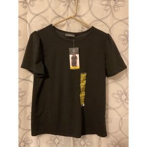 Rafaella Ladies Black Short‎ Sleeve Eyelet Style Shirt With Liner Size Medium